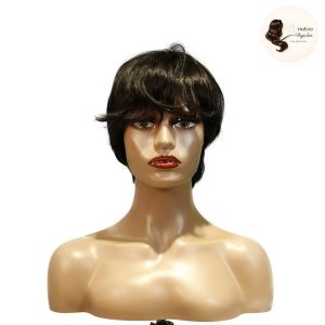 maady hair luxury machine made black wig remy hair h081