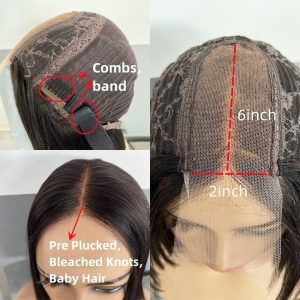 maady hair luxury natural black asian raw hair 2x6 hd lace closure straight bob human hair wig