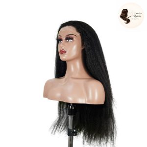 maady hair luxury natural black remy hair 6x7 lace closure yaki straight human hair wig