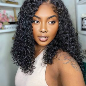 Home maady hair luxury natural black remy hair 2x6 lace closure deep wave bob human hair wig