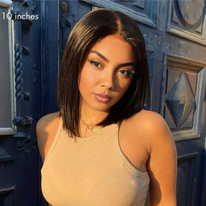 maady hair luxury natural black asian raw hair 2x6 hd lace closure straight bob human hair wig
