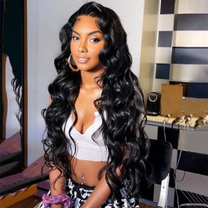 Home maady hair luxury natural black remy hair 6x7 lace closure body wave human hair wig