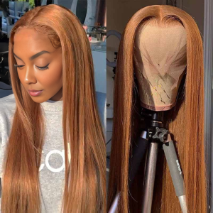 Home maady hair luxury 13x4 straight lace front wig 8&27 honey blonde highlight 26 inch remy hair