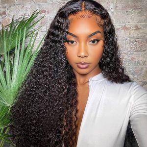 Home maady hair luxury 13x4 kinky curly lace front wig natural black remy hair