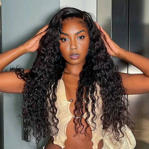 Home maady hair luxury natural black remy hair 6x7 lace closure deep wave human hair wig