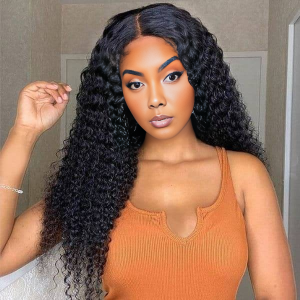 Home maady hair luxury natural black remy hair 5x5 lace closure deep wave human hair wig