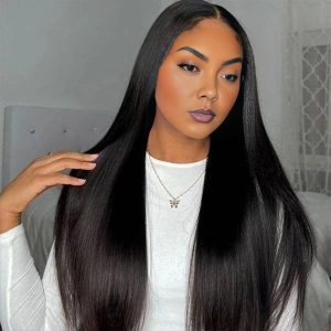 Home maady hair luxury natural black asian raw hair 13x6 hd lace front wig straight human hair wig